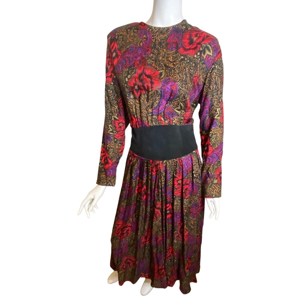 Vintage 80s SK & Company Floral Paisley Dress Size 16